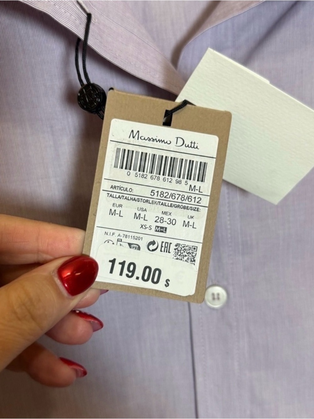 Massimo Dutti Womens Light Purple Striped Button Down Shirt Size M-L 3/4 sleeve - Picture 2 of 4